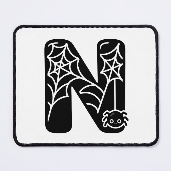 Item preview, Halloween Letter N – Black Spider Web Kawaii Cartoon designed and sold by PrintCreations9.
