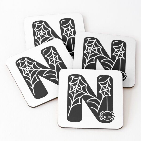 Item preview, Halloween Letter N – Black Spider Web Kawaii Cartoon designed and sold by PrintCreations9.