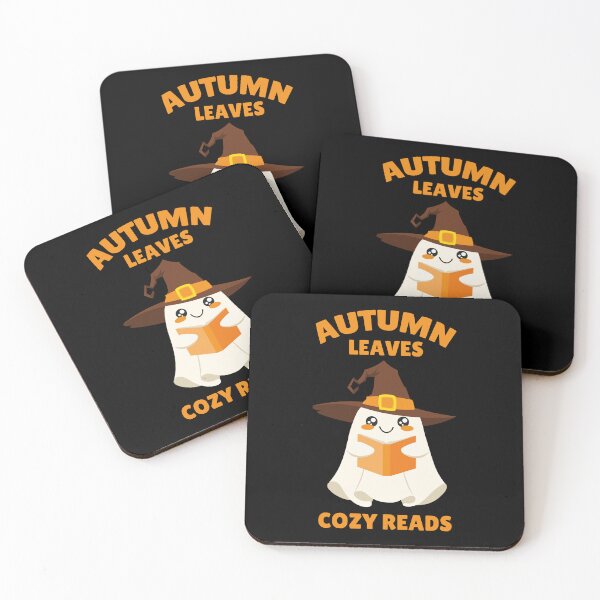 Item preview, Cute Kawaii Ghost Autumn leaves and cozy reads designed and sold by Art-of-Rory.