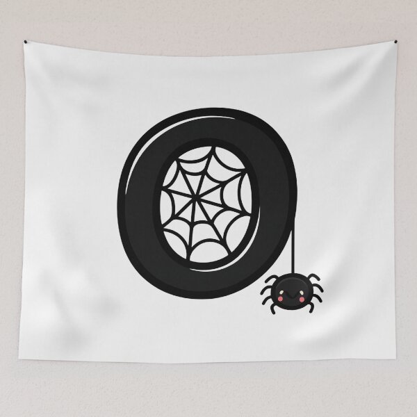 Item preview, Halloween Letter O – Black Spider Web Kawaii Cartoon designed and sold by PrintCreations9.