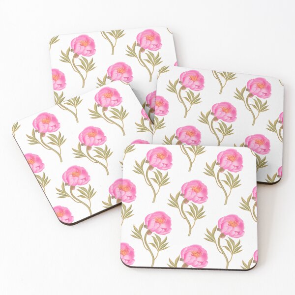 Item preview, Seamless delicate watercolor pattern with pink peonies on a long stem and a white background designed and sold by Grin Katalina Floral Patterns & Cozy Art.