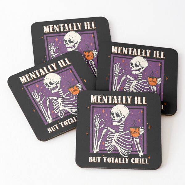 Item preview, Mentally Ill But Totally Chill Halloween Costume Skeleton T-Shirt designed and sold by krotkrot.