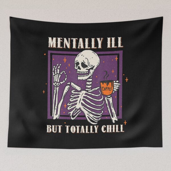 Item preview, Mentally Ill But Totally Chill Halloween Costume Skeleton T-Shirt designed and sold by krotkrot.