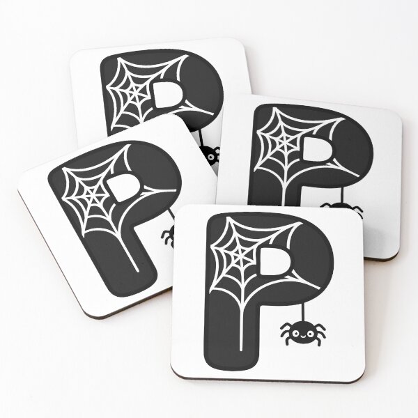 Item preview, Halloween Letter P – Black Spider Web Kawaii Cartoon designed and sold by PrintCreations9.