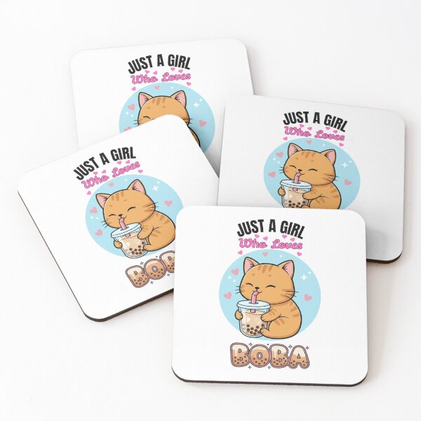 Item preview, Cute Cat Drinking Boba Tea "Just a Girl Who Loves Boba" - Kawaii Bubble Tea Kitten Design designed and sold by InstantInkTs.