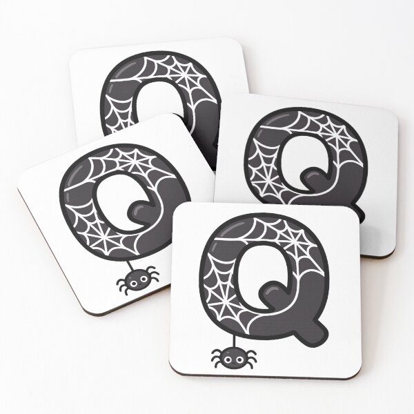 Item preview, Halloween Letter Q – Black Spider Web Kawaii Cartoon designed and sold by PrintCreations9.