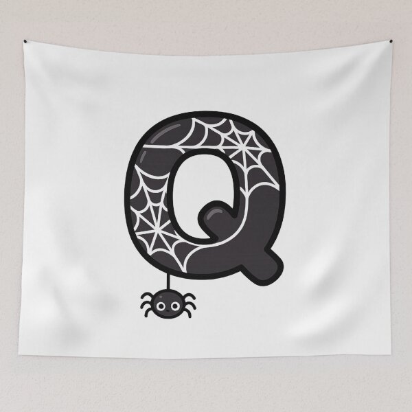 Item preview, Halloween Letter Q – Black Spider Web Kawaii Cartoon designed and sold by PrintCreations9.