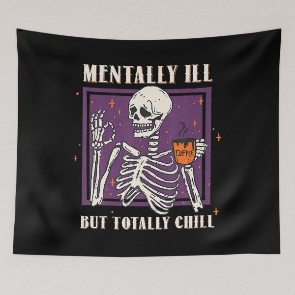 Item preview, Mentally Ill But Totally Chill Halloween Costume Skeleton T-Shirt designed and sold by CcConsultingS.
