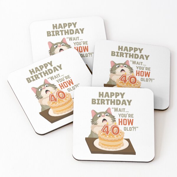 Item preview, Funny 40th Birthday Shocked Cat Funny Cake designed and sold by Art-of-Rory.