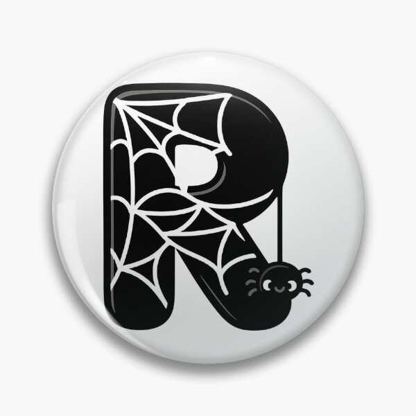 Item preview, Halloween Letter R – Black Spider Web Kawaii Cartoon designed and sold by PrintCreations9.
