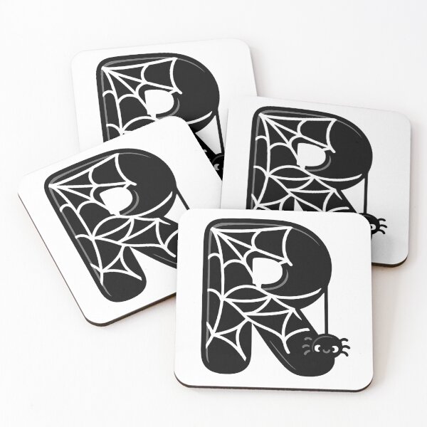 Item preview, Halloween Letter R – Black Spider Web Kawaii Cartoon designed and sold by PrintCreations9.