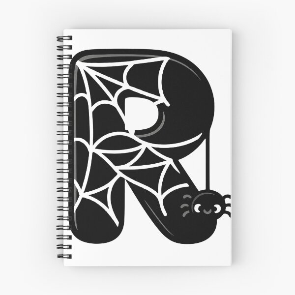 Item preview, Halloween Letter R – Black Spider Web Kawaii Cartoon designed and sold by PrintCreations9.