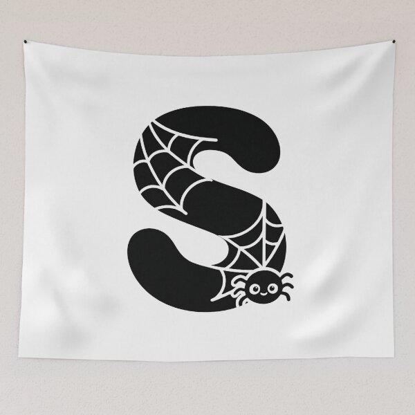 Item preview, Halloween Letter S – Black Spider Web Kawaii Cartoon designed and sold by PrintCreations9.
