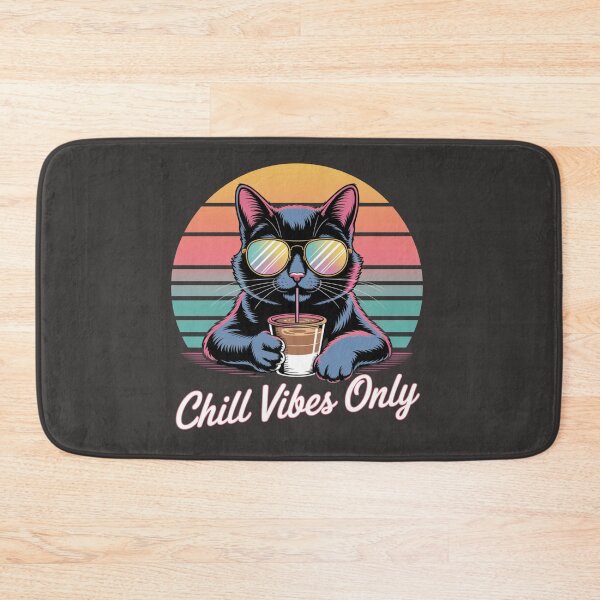 Item preview, Chill Vibes Only Retro Cat designed and sold by BrightThreadBB.