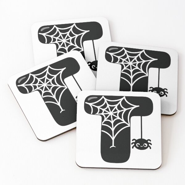 Item preview, Halloween Letter T – Black Spider Web Kawaii Cartoon designed and sold by PrintCreations9.