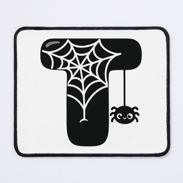 Item preview, Halloween Letter T – Black Spider Web Kawaii Cartoon designed and sold by PrintCreations9.