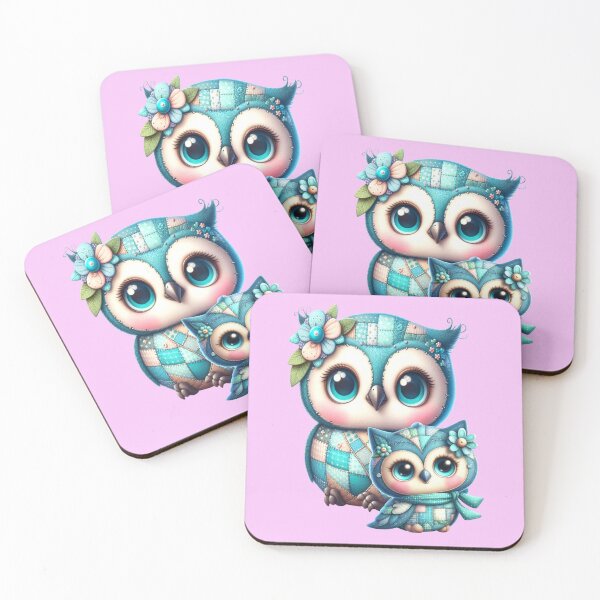 Item preview, fantasy owl with its baby, patchwork pattern designed and sold by LoneAngel.