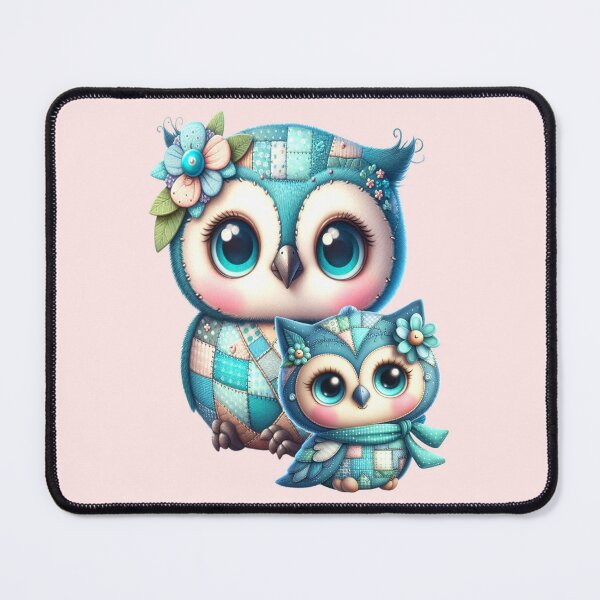 Item preview, fantasy owl with its baby, patchwork pattern designed and sold by LoneAngel.