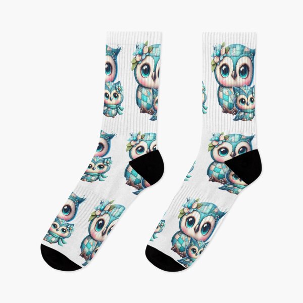 Item preview, fantasy owl with its baby, patchwork pattern designed and sold by LoneAngel.