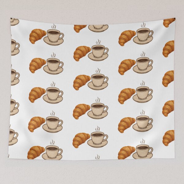 Item preview, Hand Embroidery Style Croissant and Coffee designed and sold by HAFIZ-DP.