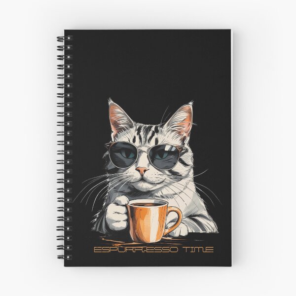 Item preview, cat and coffee, espurr-esso time, a gift for lovers of morning coffee and cats, designed and sold by miro-bob-design.