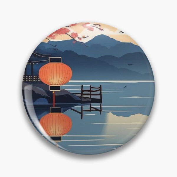 Item preview, Willows and Lanterns at Dusk – Vintage Ukiyo-e Art designed and sold by Vandy Fullam.