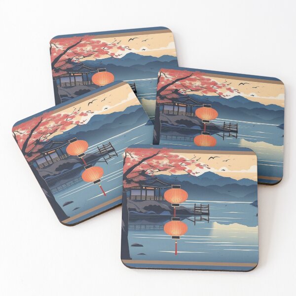 Item preview, Willows and Lanterns at Dusk – Vintage Ukiyo-e Art designed and sold by Vandy Fullam.