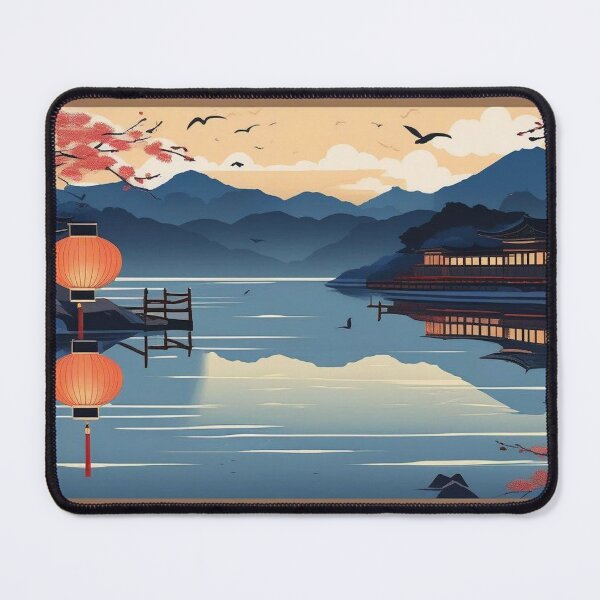 Item preview, Willows and Lanterns at Dusk – Vintage Ukiyo-e Art designed and sold by Vandy Fullam.
