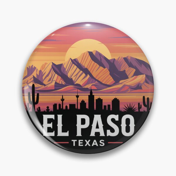 Item preview, El Paso Texas Skyline Sunset – Desert Mountains, Cactus, and Vibrant Southwest Landscape Illustration designed and sold by CircinusStore.