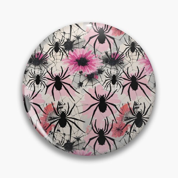Item preview, Black Spiders And Webs On A Pink Watercolor Background designed and sold by CarrollGene.