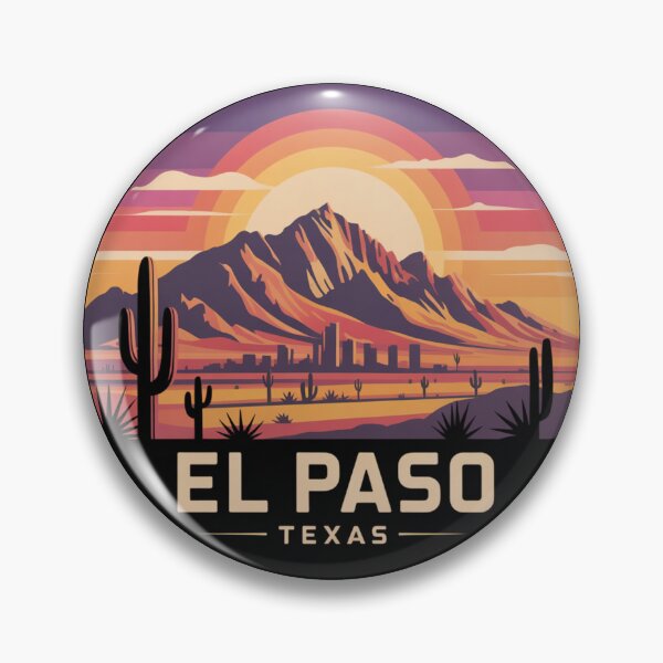 Item preview, El Paso Texas Sunset – Vibrant Desert Landscape with Mountains and Cactus Illustration designed and sold by CircinusStore.