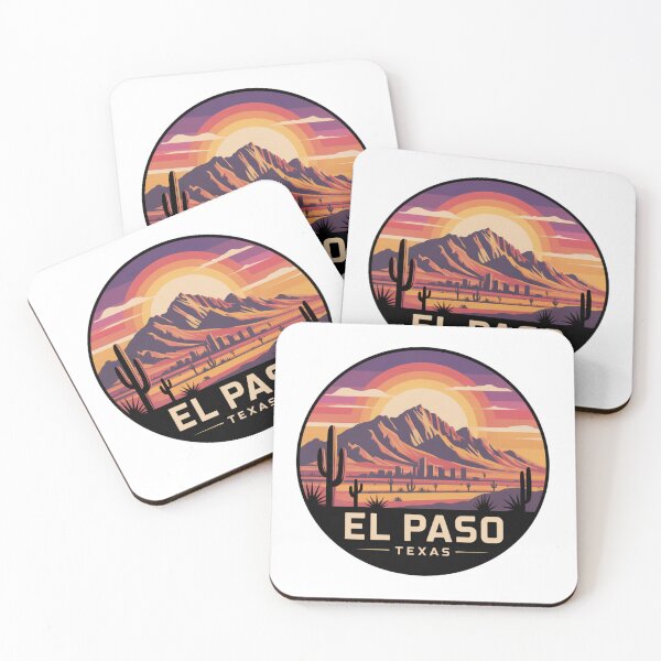 Item preview, El Paso Texas Sunset – Vibrant Desert Landscape with Mountains and Cactus Illustration designed and sold by CircinusStore.