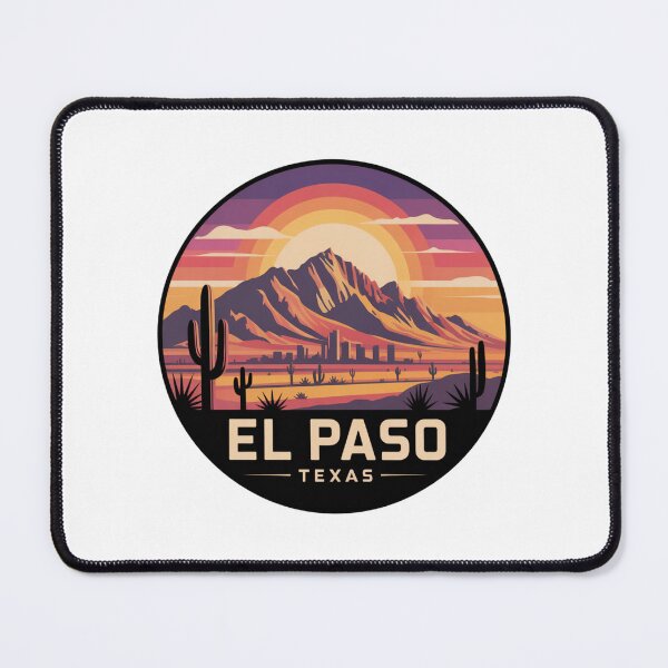 Item preview, El Paso Texas Sunset – Vibrant Desert Landscape with Mountains and Cactus Illustration designed and sold by CircinusStore.