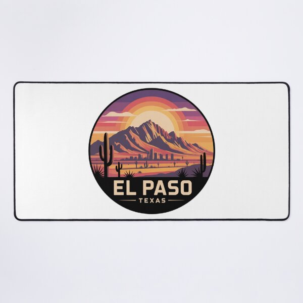 Item preview, El Paso Texas Sunset – Vibrant Desert Landscape with Mountains and Cactus Illustration designed and sold by CircinusStore.