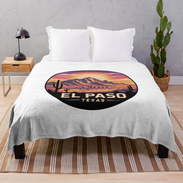 Item preview, El Paso Texas Sunset – Vibrant Desert Landscape with Mountains and Cactus Illustration designed and sold by CircinusStore.