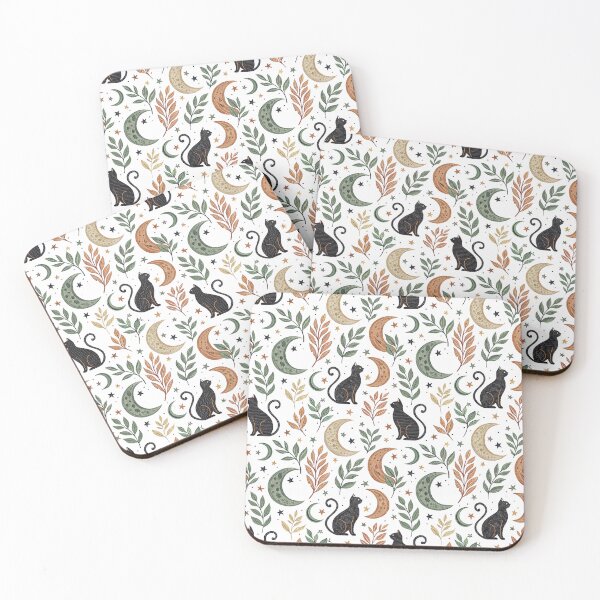 Item preview, Black Cats & Crescent Moons | Enchanted Nordic Halloween designed and sold by Shuga-Design.