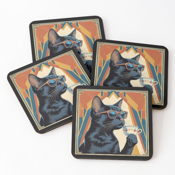 Item preview, sunglasses cat and caffee, vintage vacation atmosphere, designed and sold by miro-bob-design.