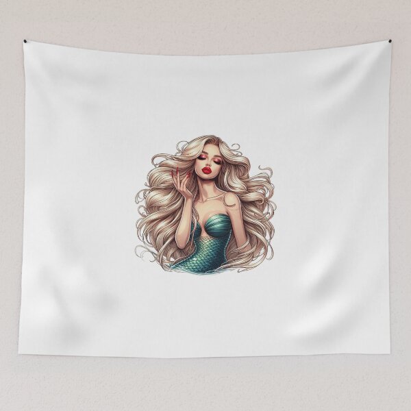 Item preview, Golden-Haired Mermaid with Blue Tail designed and sold by DelightWear.