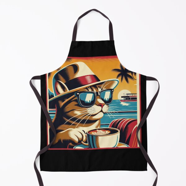 Item preview, sunglasses cat and caffee, vintage vacation atmosphere, designed and sold by miro-bob-design.