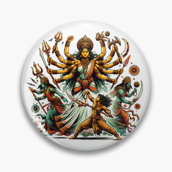 Item preview,  Yoga Navratri devi, version 4 Godess Ma Durga facein warrior mode and Diwali Durga pooja rangoli design12 designed and sold by mndesignworx.