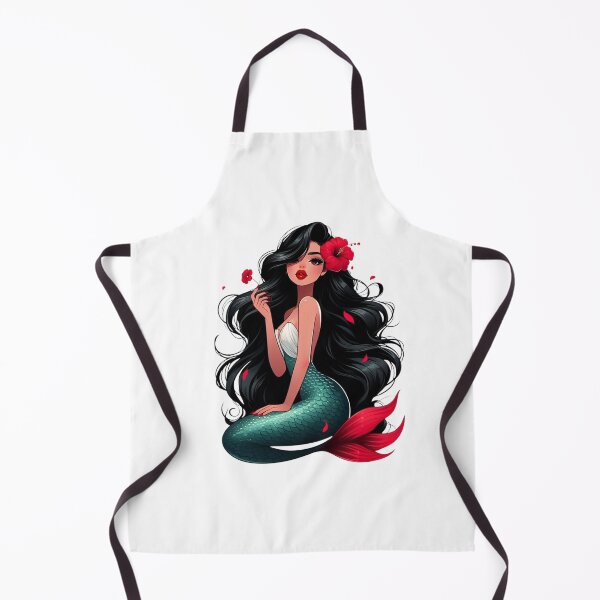 Item preview, Black-Haired Mermaid with Red Flower designed and sold by DelightWear.