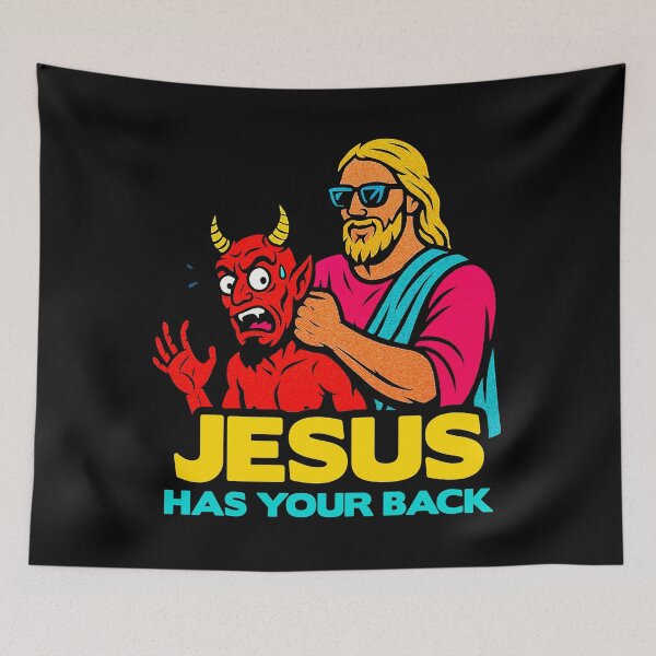 Item preview, Jesus Has Your Back meme Jesus Christ Bible Quote designed and sold by plushism.