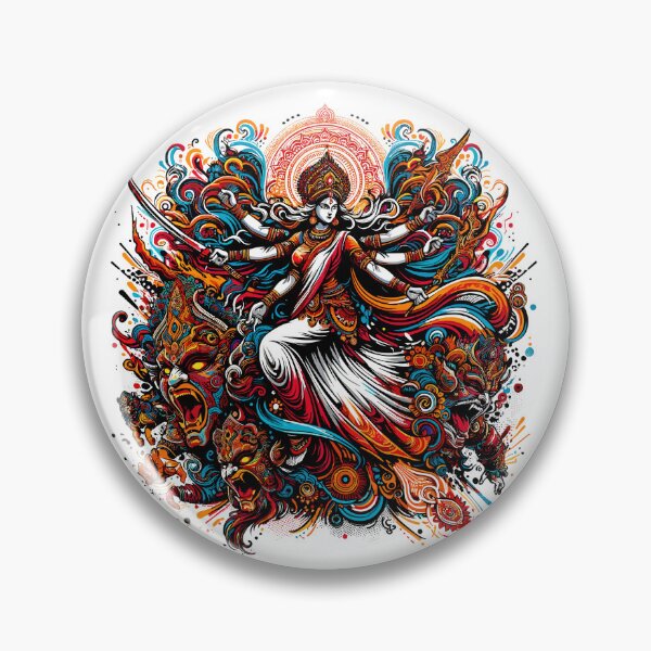 Item preview,   Yoga Navratri devi, version  Godess Ma Durga facein warrior mode and Diwali Durga pooja rangoli design12 designed and sold by mndesignworx.