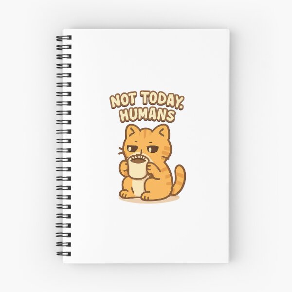 Aperçu de l'œuvre Pas aujourd'hui, humains – Drôle de dessin animé avec un chat et du café créée et vendue par digitallyyour.