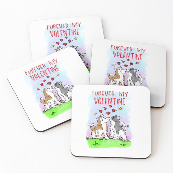 Item preview, Furever my Valentine - a husky puppy design - Jona's Tales official hand drawn watercolour art designed and sold by RoseWolfGifts.