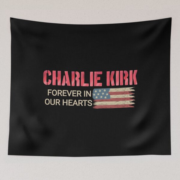 Item preview, Charlie Kirk forever in our hearts USA flag designed and sold by vibeno1.