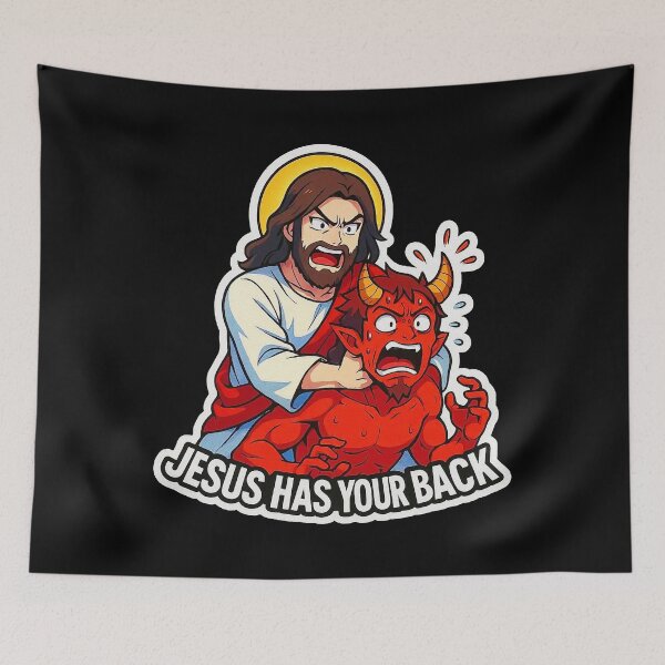 Item preview, Jesus Has Your Back meme Jesus Christ Bible Quote designed and sold by plushism.