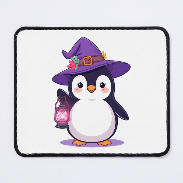 Item preview, Kawaii Penguin Witch with Lantern | Cute Pastel Halloween Art designed and sold by PawxelArt.