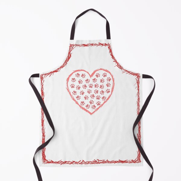 Item preview, Heart with Paw Prints Apron – Scratch Art Design in Red designed and sold by OOctopusStore.