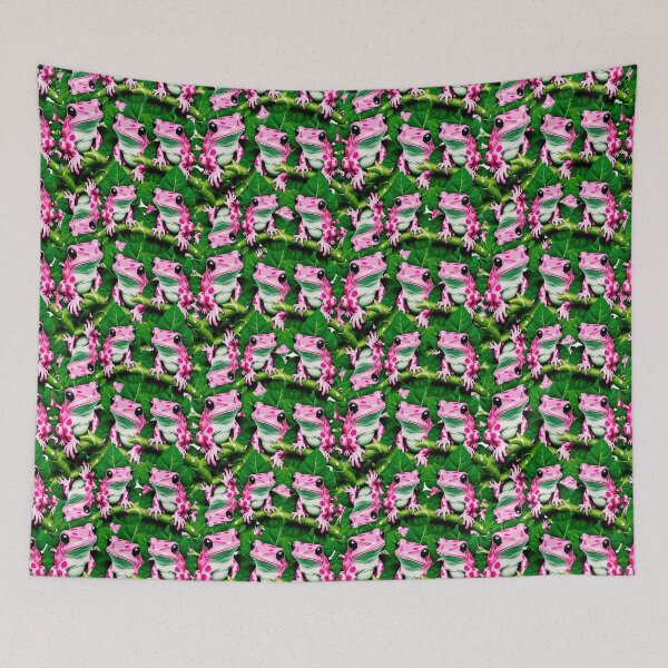 Item preview, Pink Frog On Green Leaf Pattern Design  designed and sold by PatternTitan.